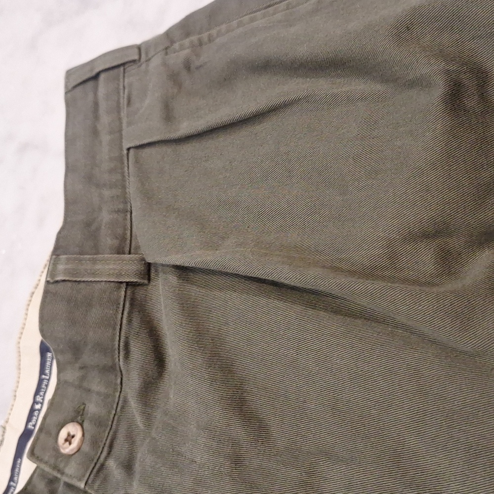 Vintage 90s Polo Ralph Lauren Double Pleat Pants Olive Green 38x32 (36x29) Baggy - Picture 2 of 9